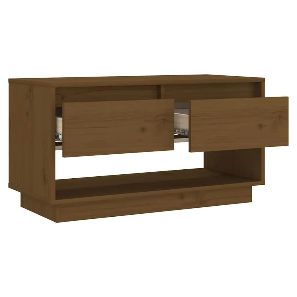 Solid Pine TV Cabinet in Honey Brown with Drawers