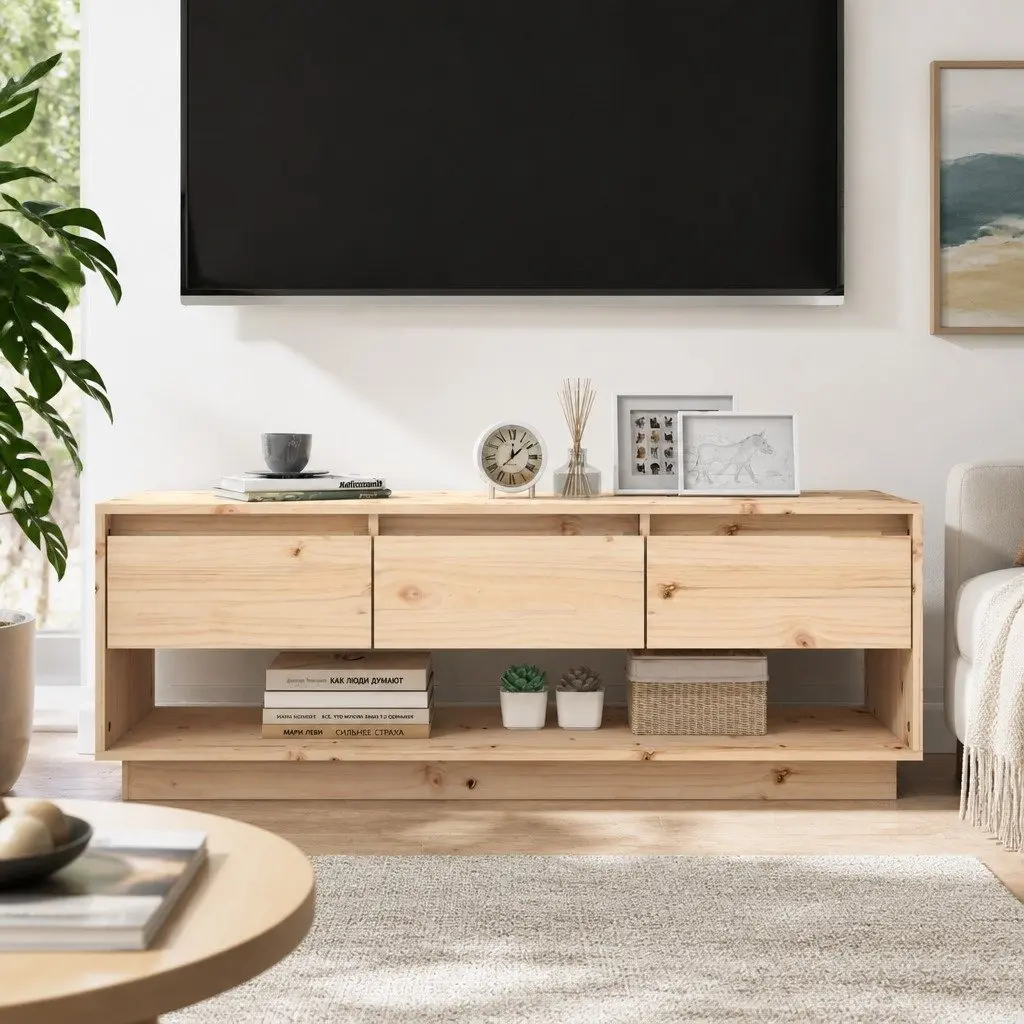 TV Cabinet Solid Pine Wood 110.5x34x40 cm Brown