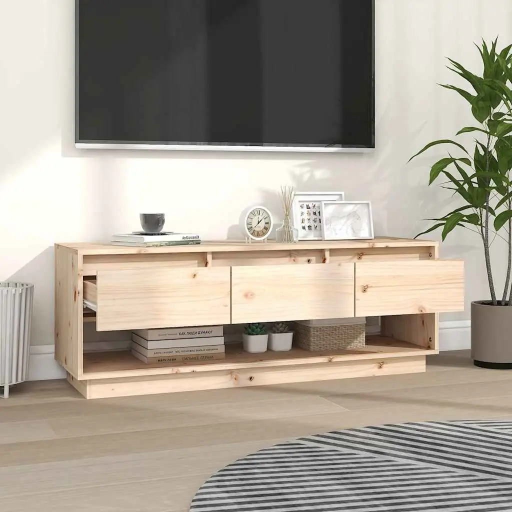 TV Cabinet Solid Pine Wood 110.5x34x40 cm Brown