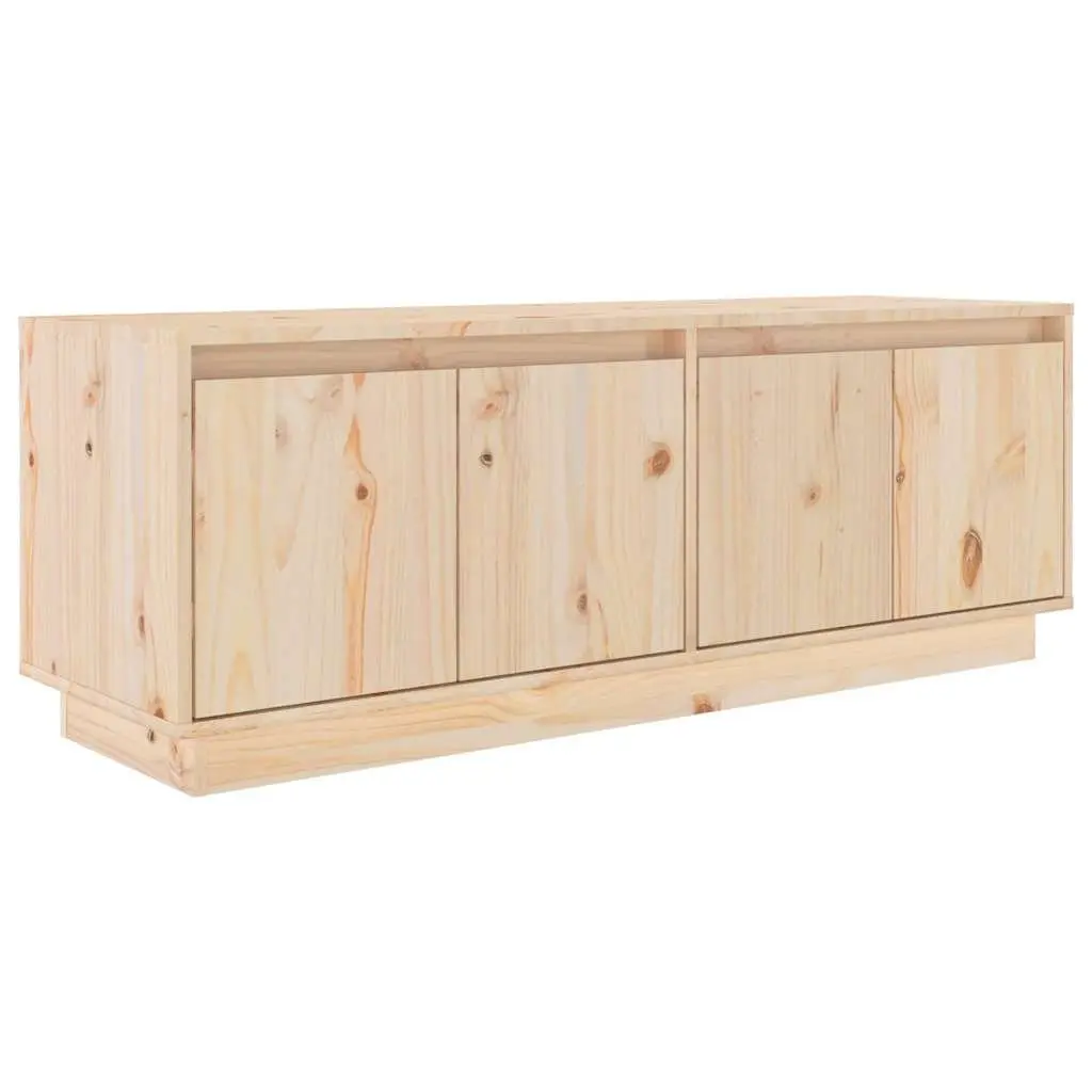 Solid Pine Wood TV Cabinet with 4 Doors 110x34x40 cm
