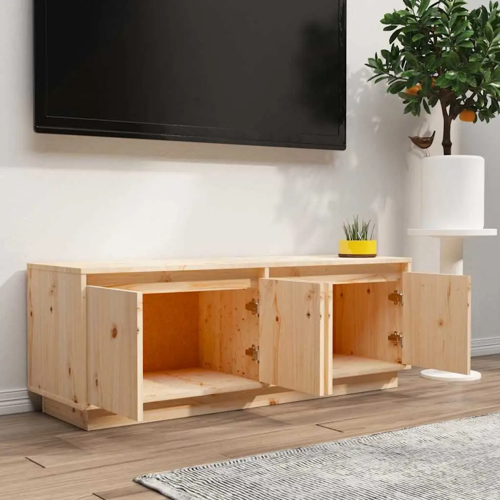 Solid Pine Wood TV Cabinet with 4 Doors 110x34x40 cm