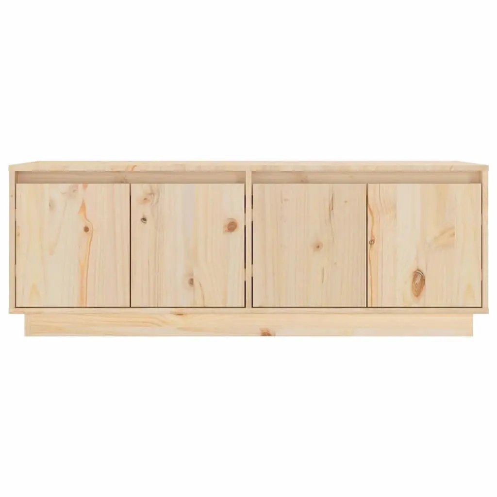 Solid Pine Wood TV Cabinet with 4 Doors 110x34x40 cm