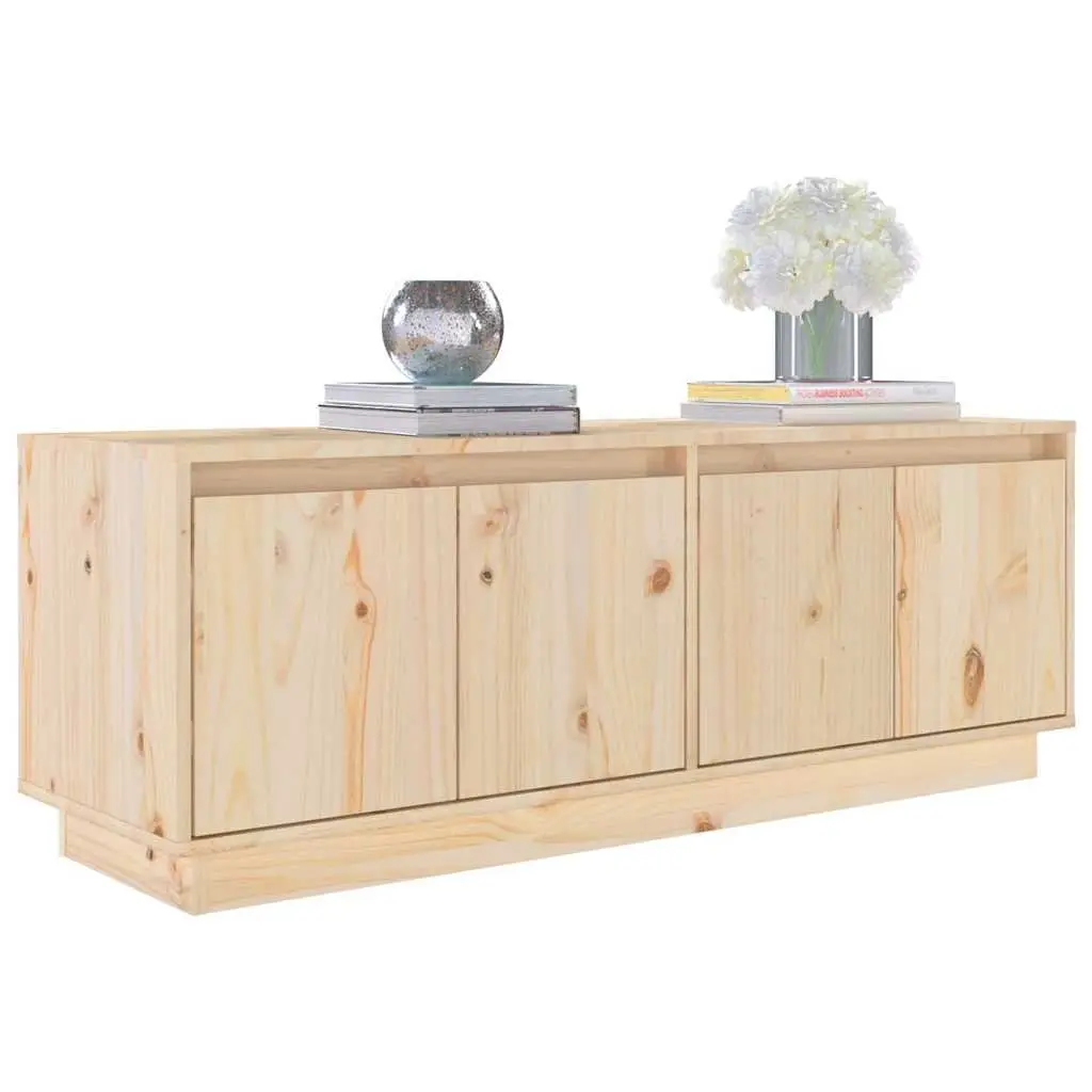 Solid Pine Wood TV Cabinet with 4 Doors 110x34x40 cm