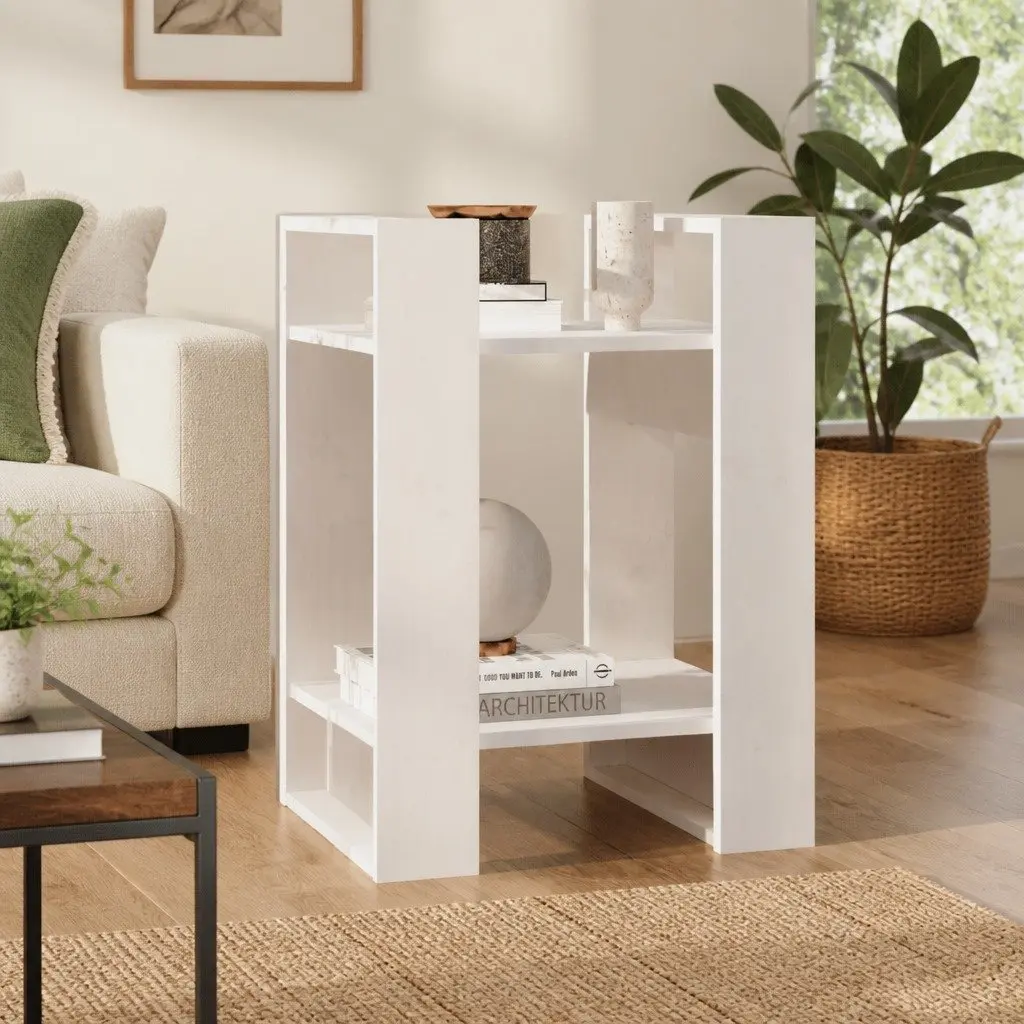 White Book Cabinet Room Divider in Solid Pine