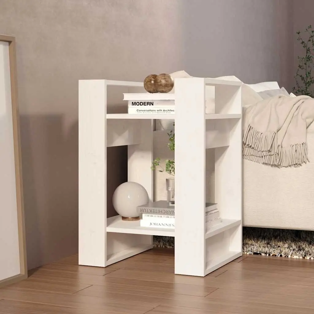 White Book Cabinet Room Divider in Solid Pine