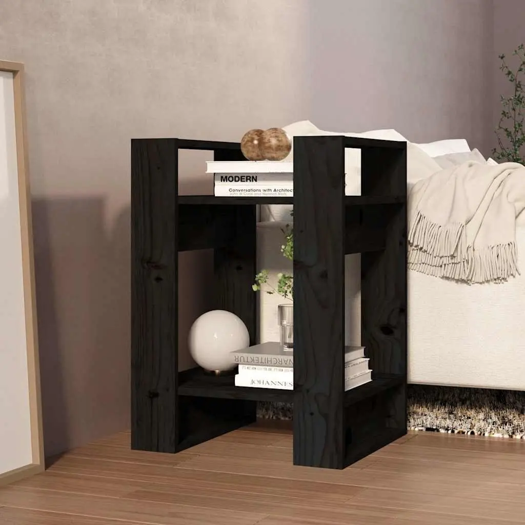 Black Solid Wood Book Cabinet with Room Divider Feature