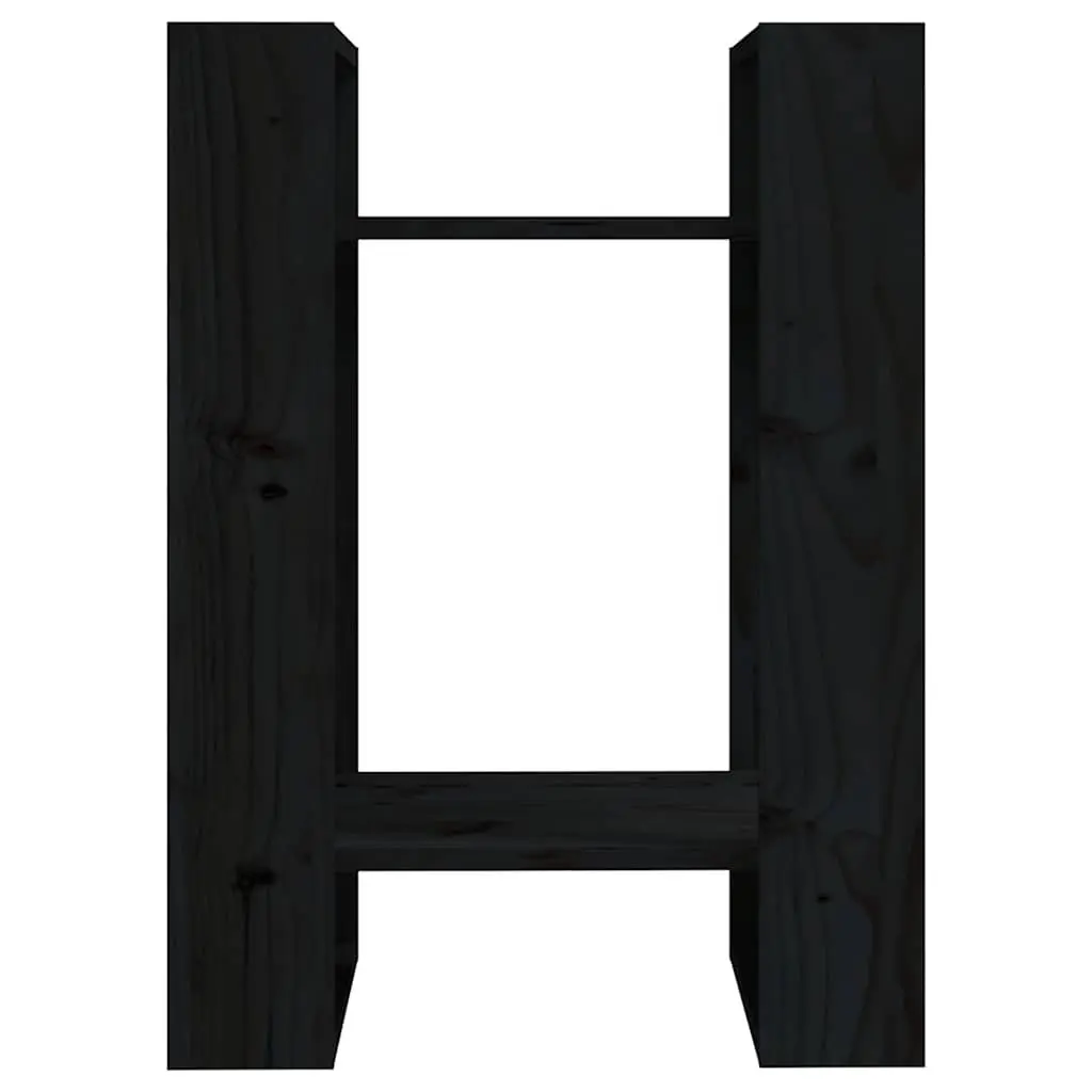 Black Solid Wood Book Cabinet with Room Divider Feature