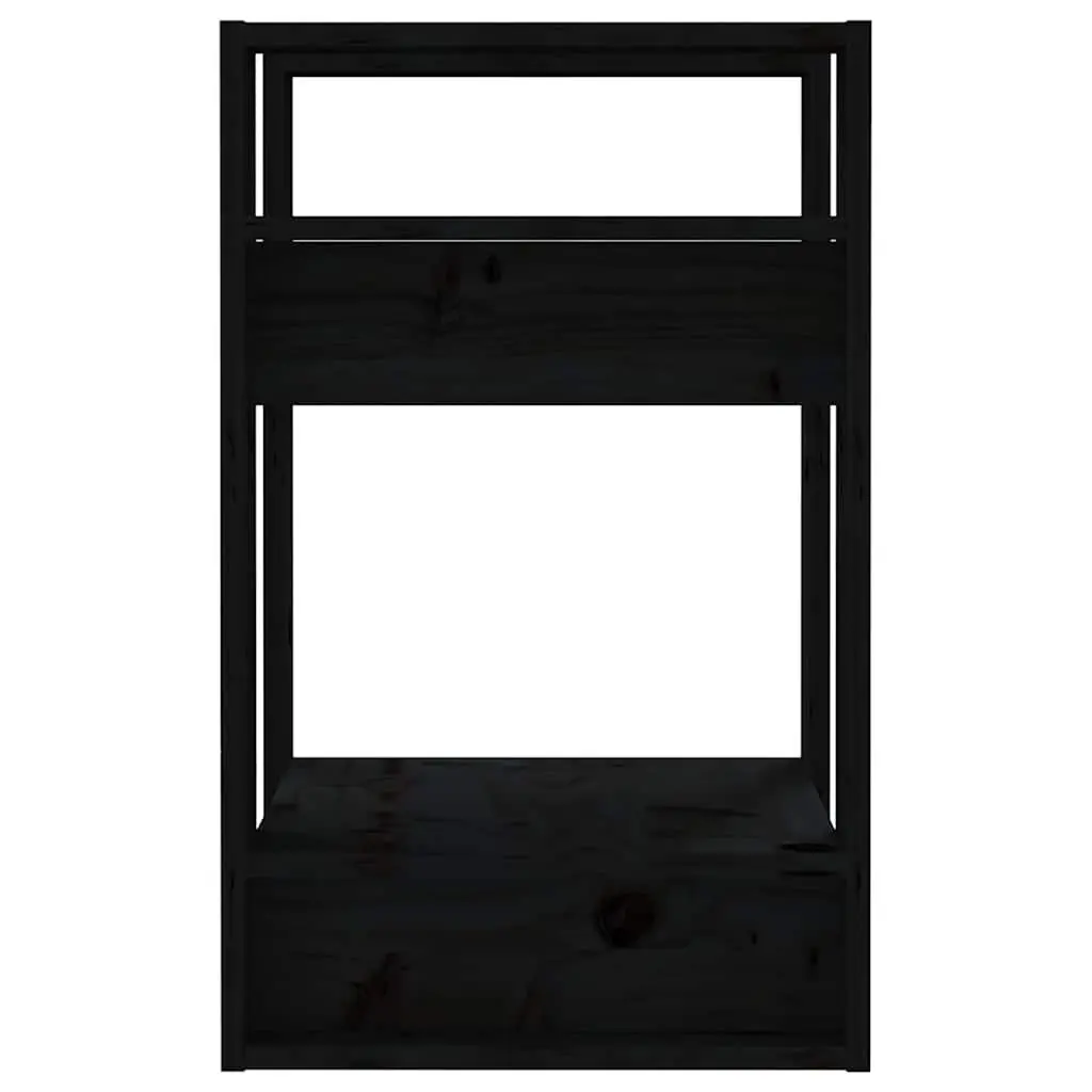 Black Solid Wood Book Cabinet with Room Divider Feature