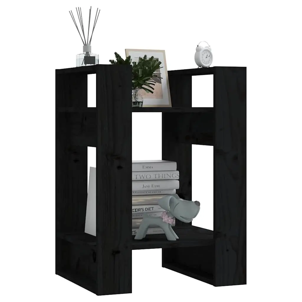 Black Solid Wood Book Cabinet with Room Divider Feature
