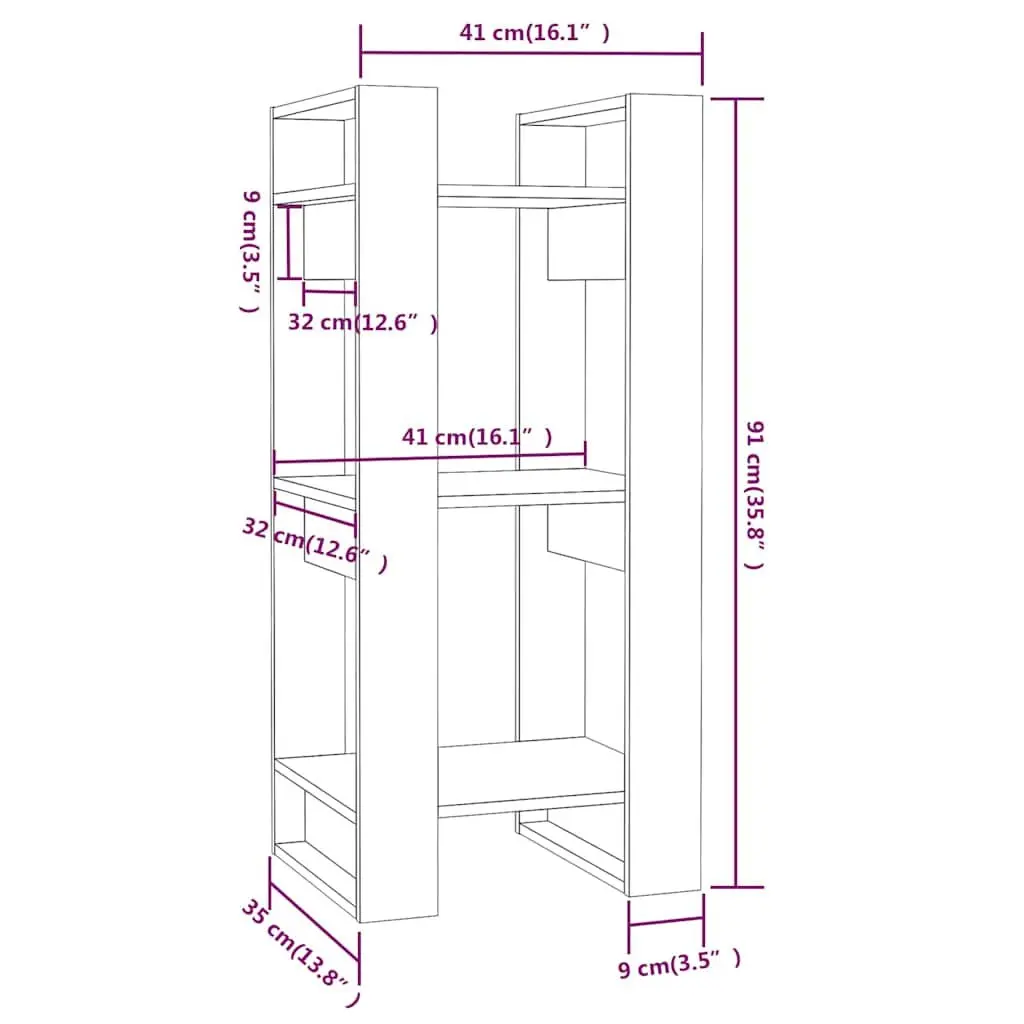 Solid Pine Wood Book Cabinet 41x35x91cm Brown