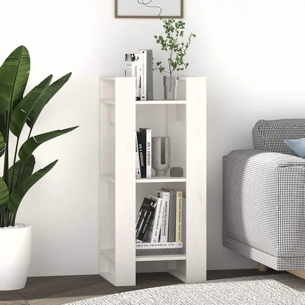 White Book Cabinet Room Divider in Solid Pine