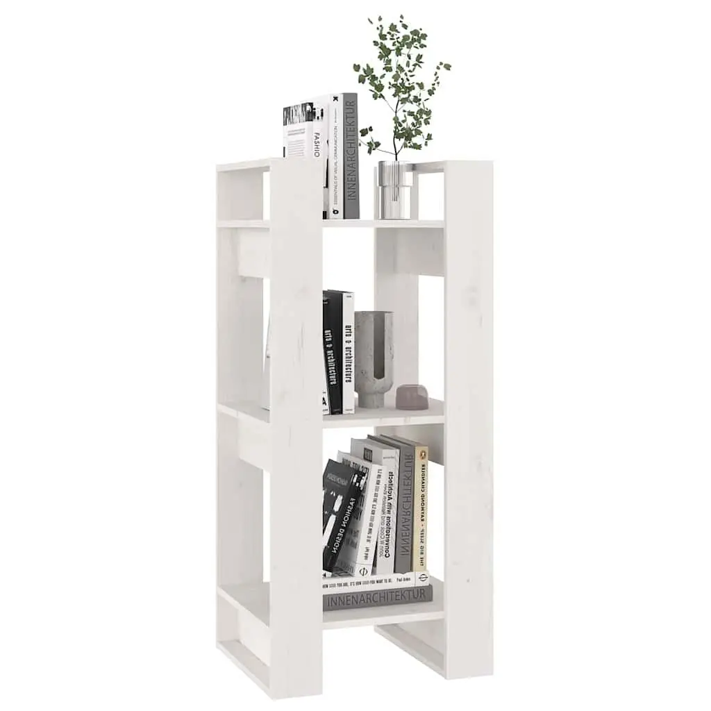 White Book Cabinet Room Divider in Solid Pine
