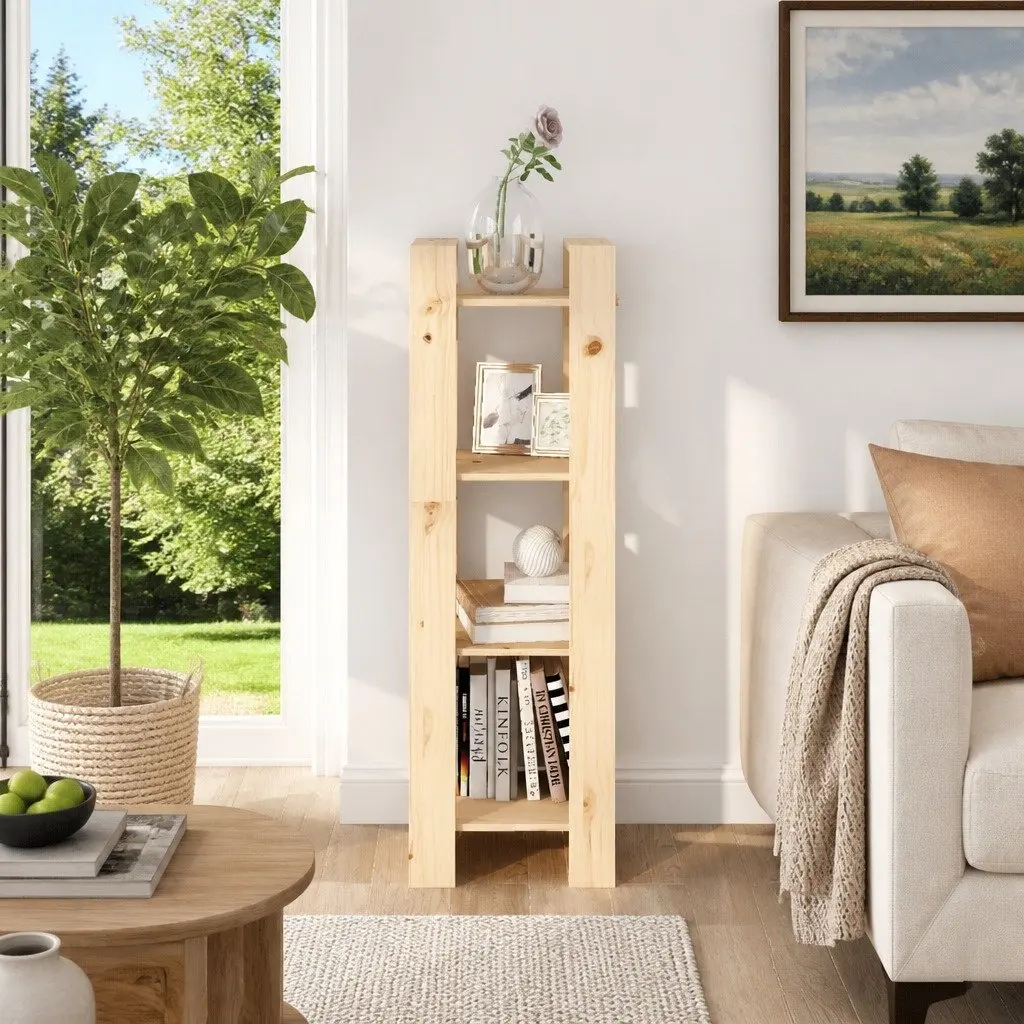 Solid Pine Wooden Book Cabinet Room Divider 41x35x125cm