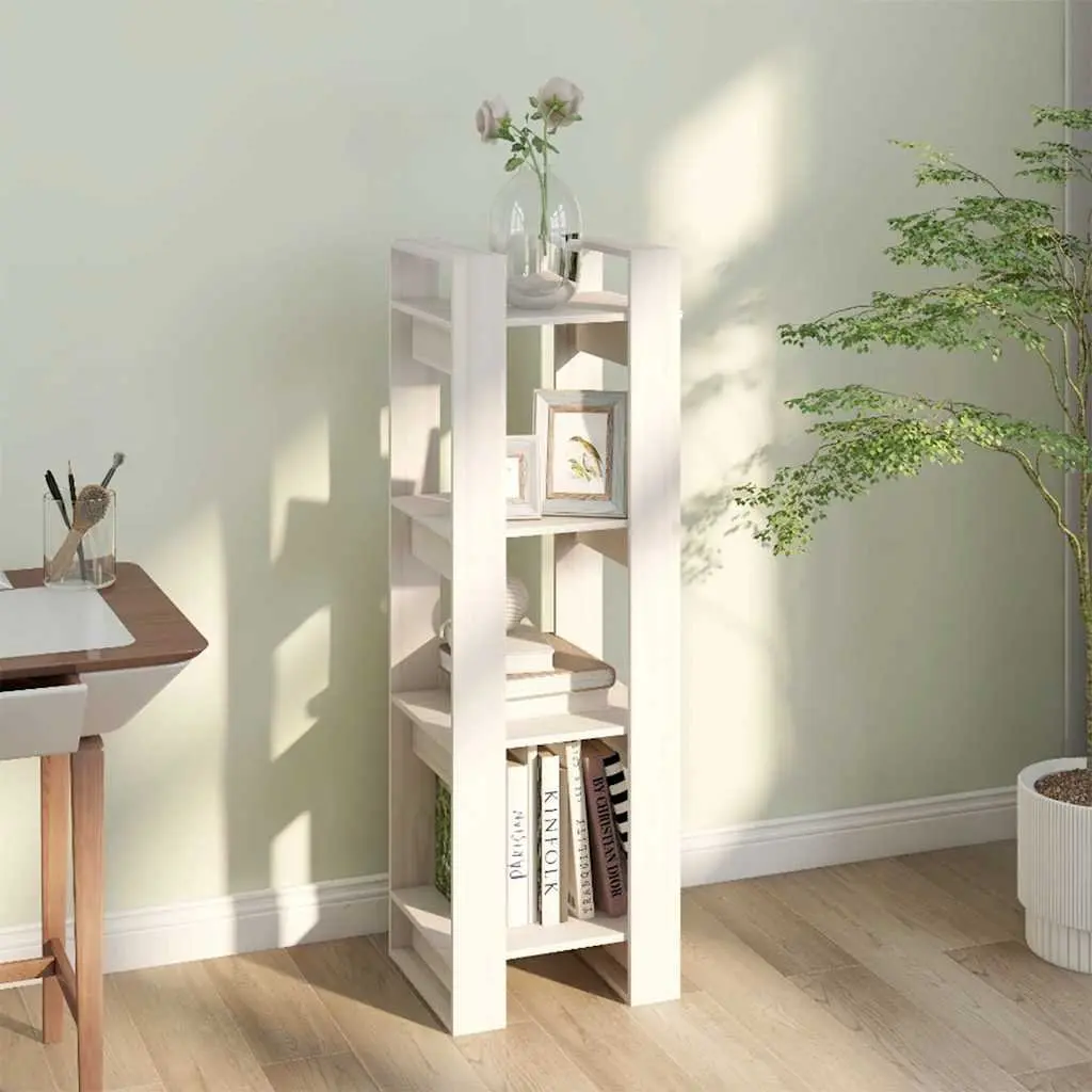 White Wooden Book Cabinet and Room Divider