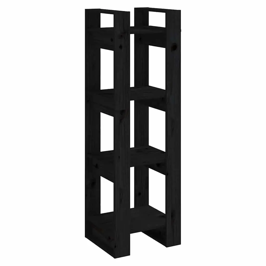 Black Solid Pine Wood Book Cabinet Room Divider