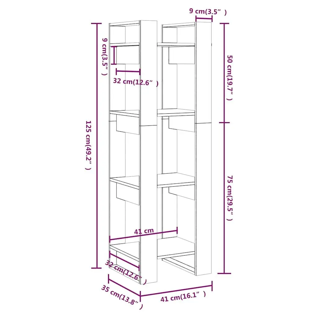 Black Solid Pine Wood Book Cabinet Room Divider