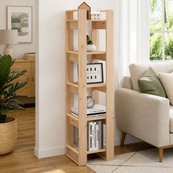 Sturdy Book Cabinet Room Divider 41x35x160cm Pinewood