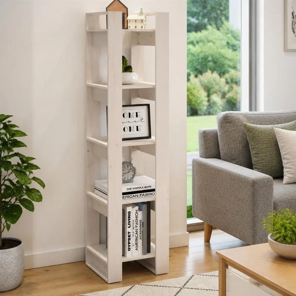 White Book Cabinet Room Divider 41x35x160 cm