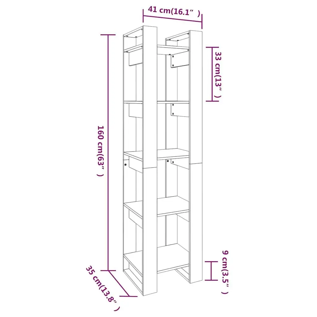 White Book Cabinet Room Divider 41x35x160 cm