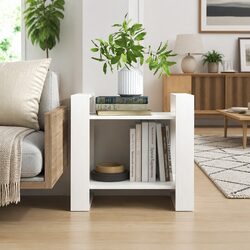 White Wooden Book Cabinet with Room Divider Functionality