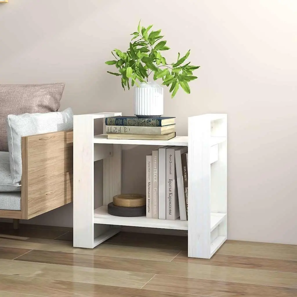 White Wooden Book Cabinet with Room Divider Functionality