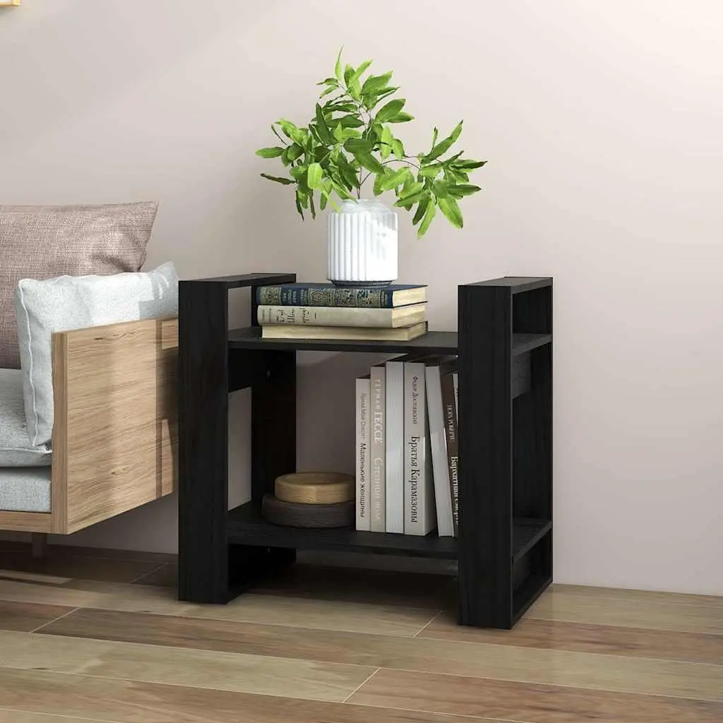 Black Solid Pine Wood Book Cabinet with Dual Functionality