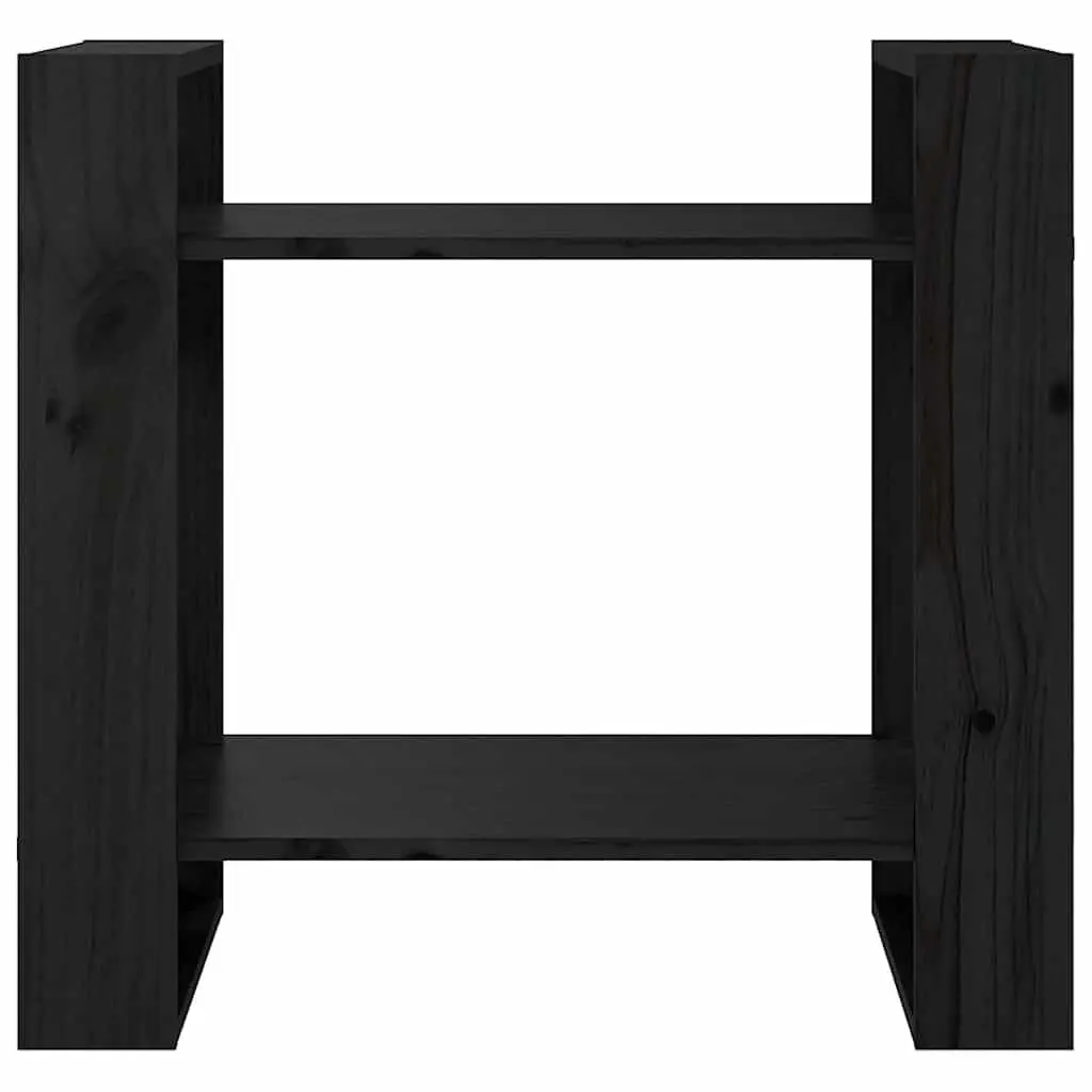 Black Solid Pine Wood Book Cabinet with Dual Functionality
