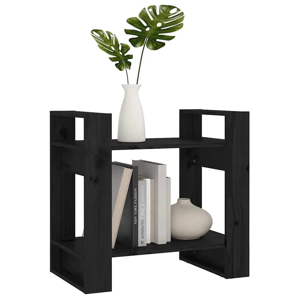 Black Solid Pine Wood Book Cabinet with Dual Functionality