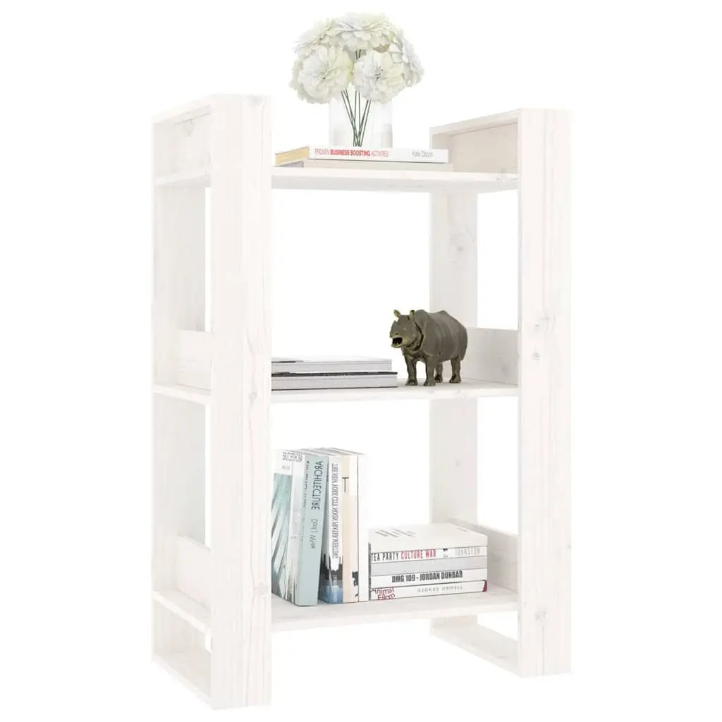 White Solid Pine Wood Book Cabinet and Room Divider
