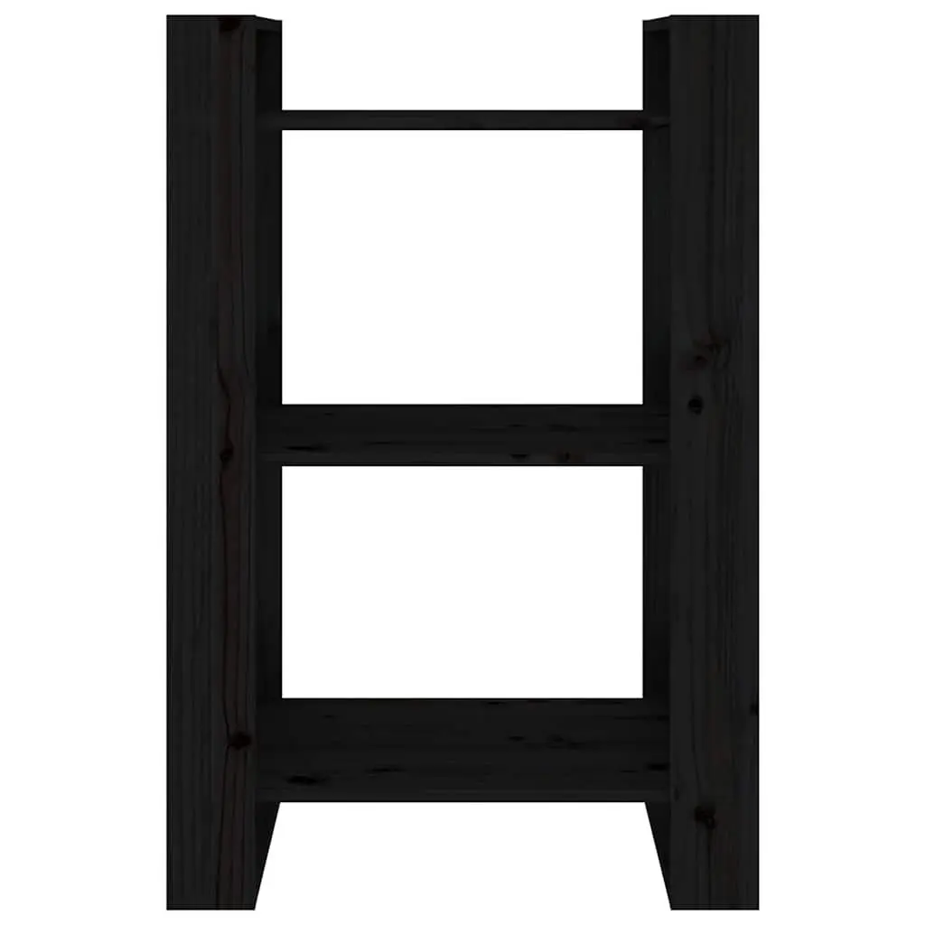 Black Solid Wood Pine Book Cabinet 60x35x91 cm