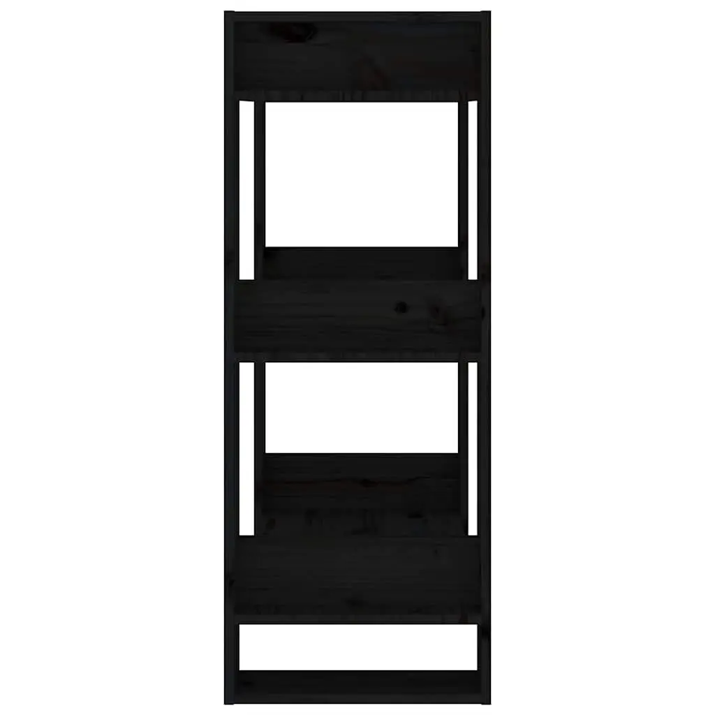 Black Solid Wood Pine Book Cabinet 60x35x91 cm
