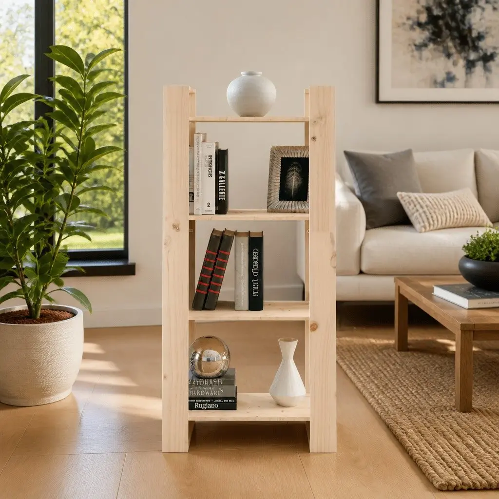 Solid Wood Book Cabinet Room Divider Pine 60x35x125cm Brown Bookshelf Storage