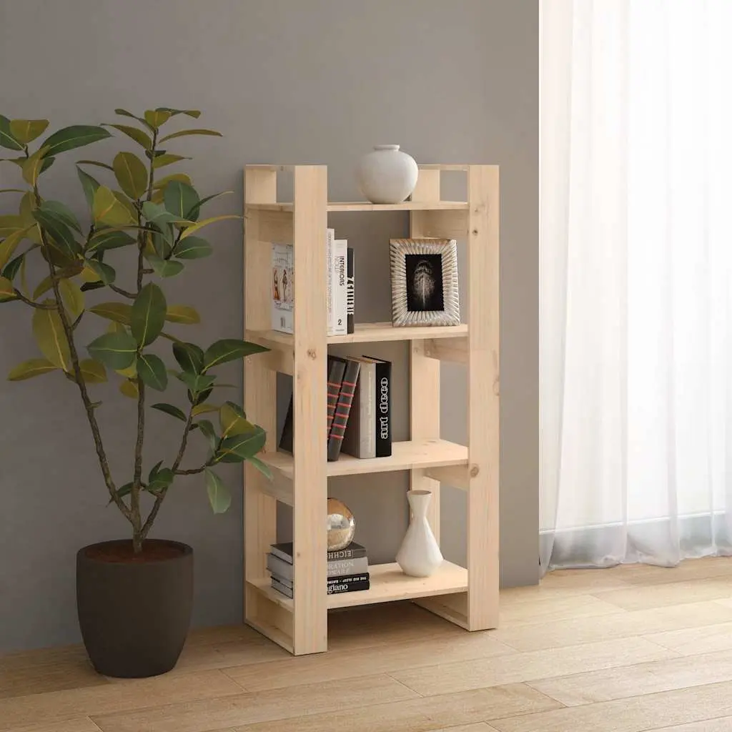 Solid Wood Book Cabinet Room Divider Pine 60x35x125cm Brown Bookshelf Storage