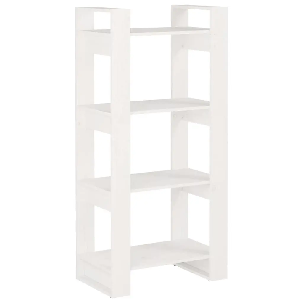 White Solid Wood Book Cabinet for Storage and Division