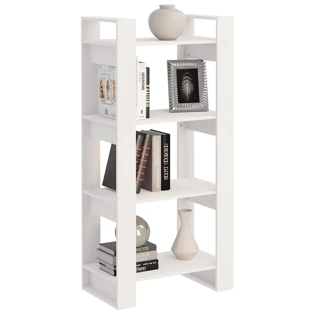 White Solid Wood Book Cabinet for Storage and Division