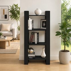 Premium Solid Wood Book Cabinet Room Divider Black 60x35x125cm