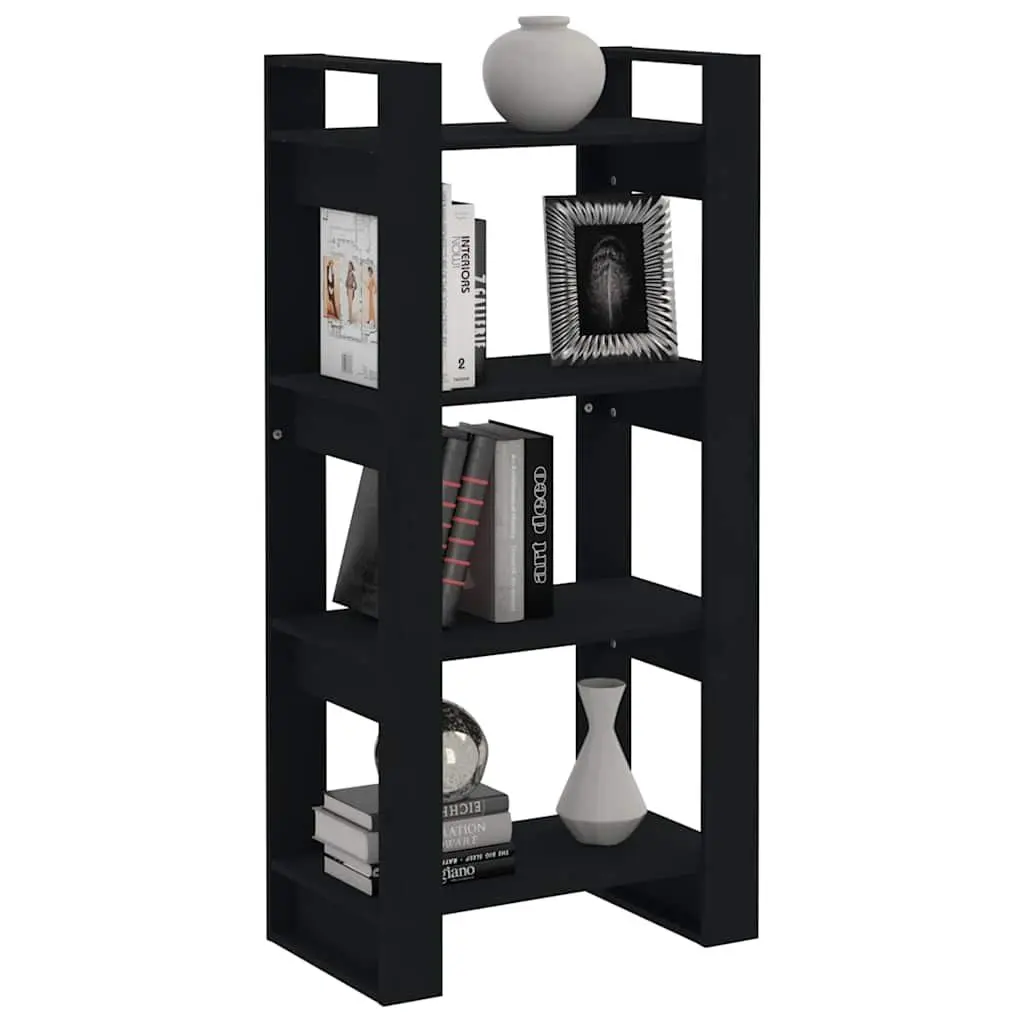 Solid Wood Book Cabinet Room Divider Black 60x35x125cm