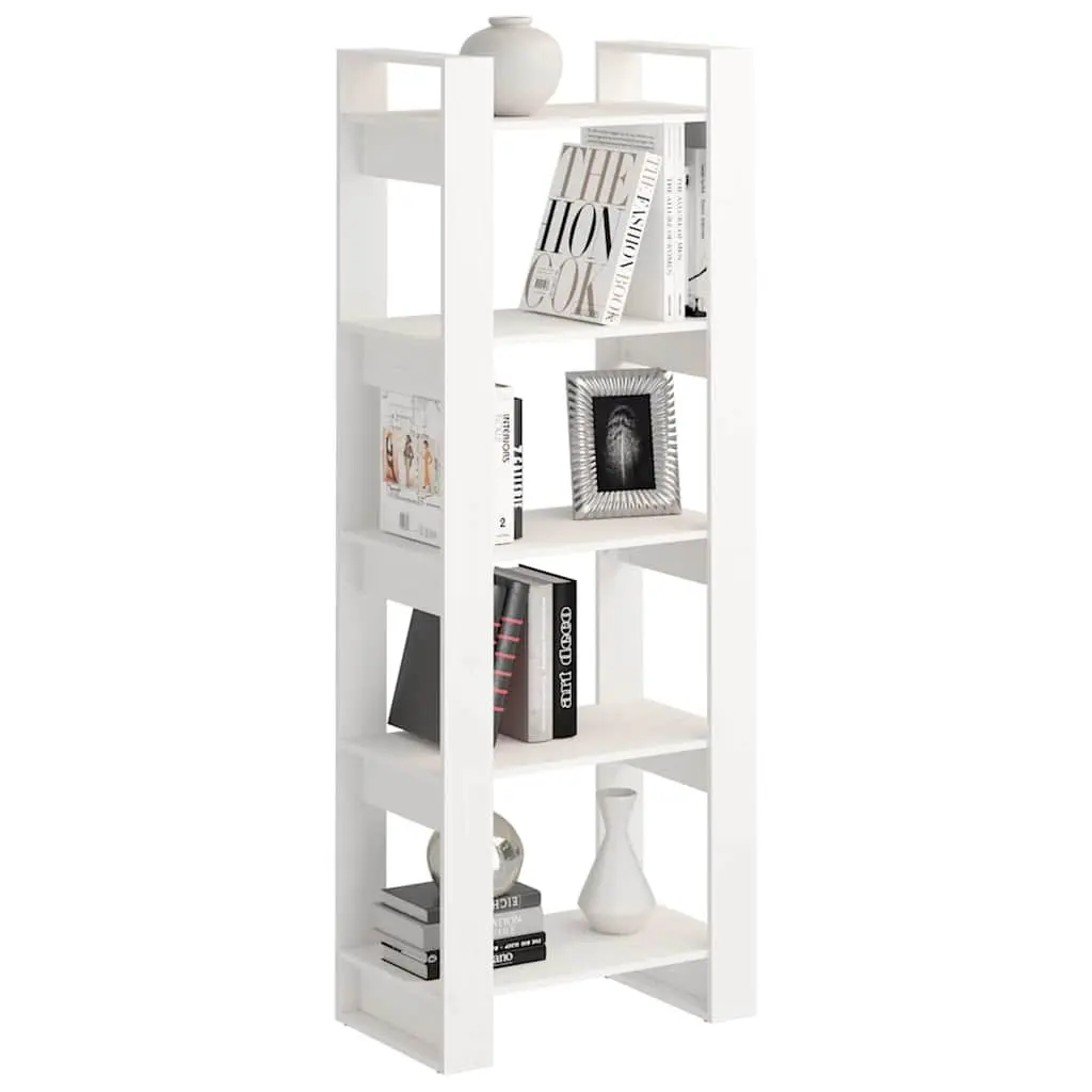 White Solid Pine Book Cabinet Room Divider 60x35x160 cm