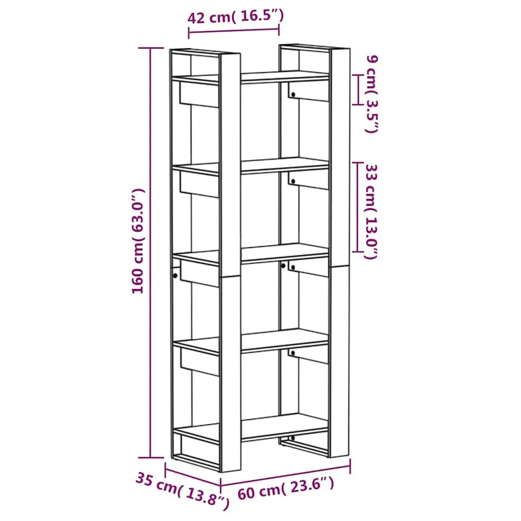White Solid Pine Book Cabinet Room Divider 60x35x160 cm