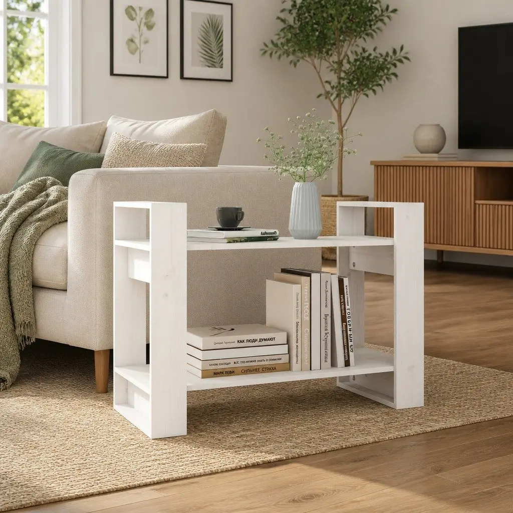 Solid Pine Wood Book Cabinet and Room Divider 80x35x56.5 cm