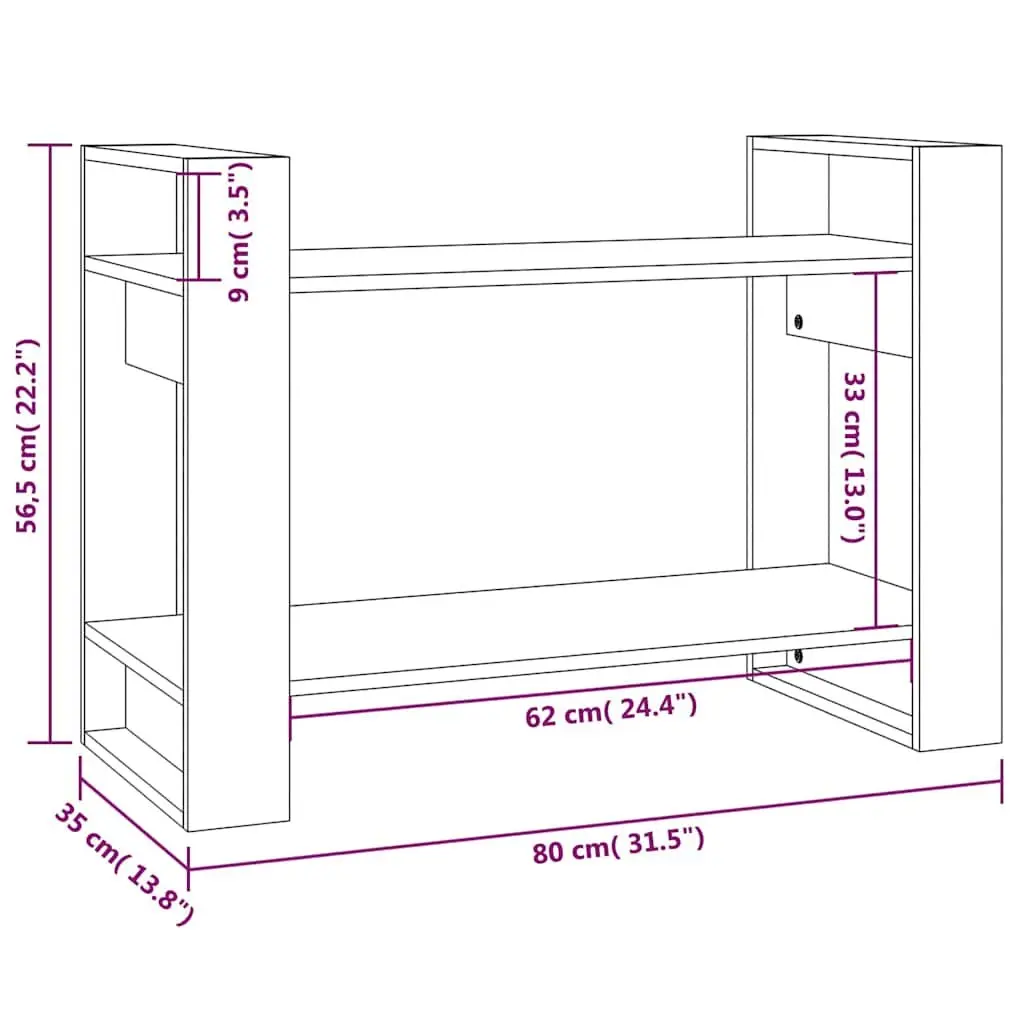 Solid Pine Wood Book Cabinet and Room Divider 80x35x56.5 cm