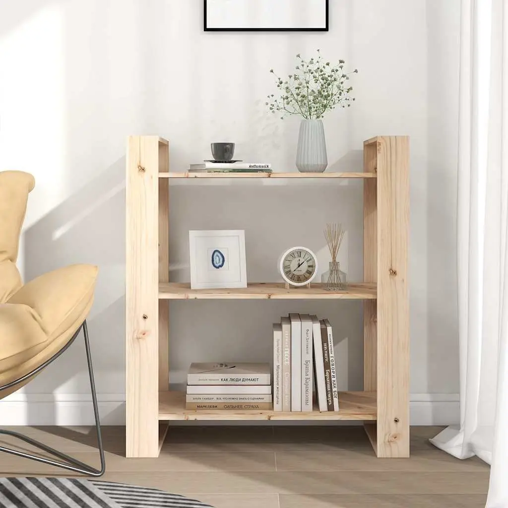 Book Cabinet Solid Pine Wood 80x35x91cm Brown Room Divider Bookshelf Storage