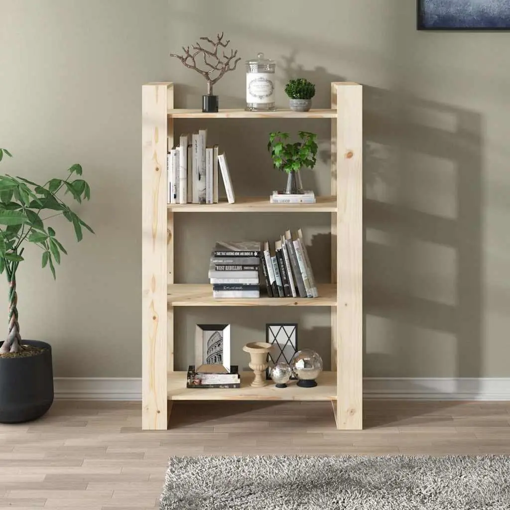 Solid Pine Wood Book Cabinet Room Divider 80x35x125cm