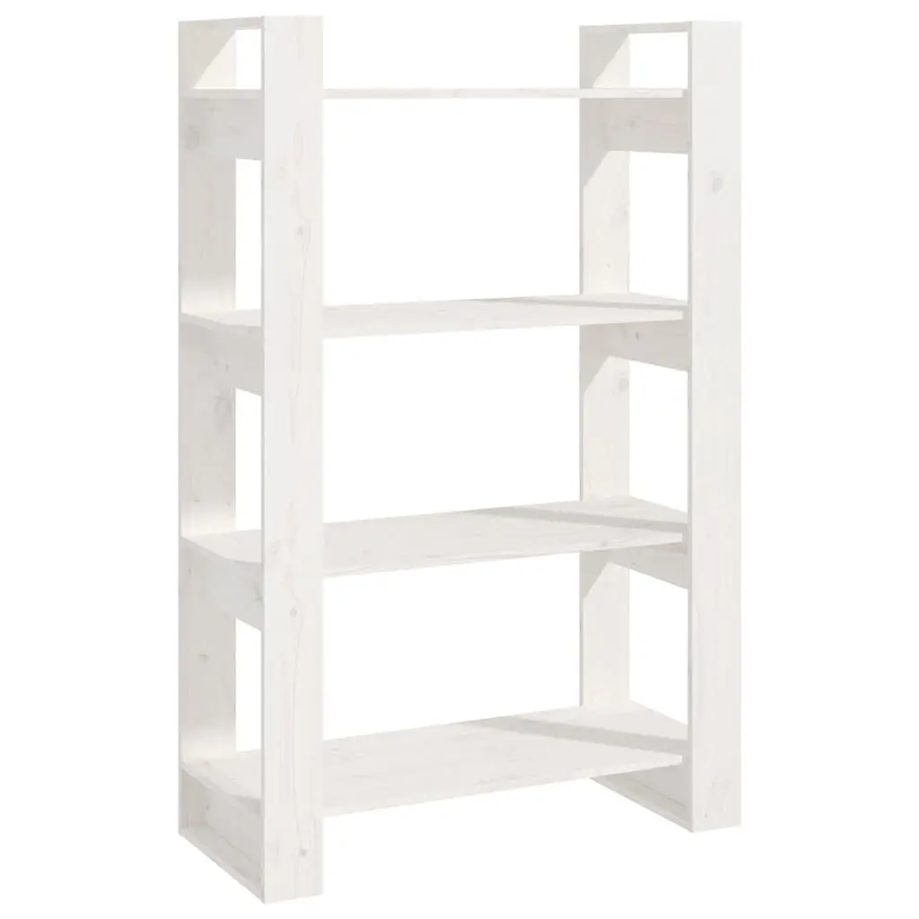 Solid Pine Wood Book Cabinet Divider in White
