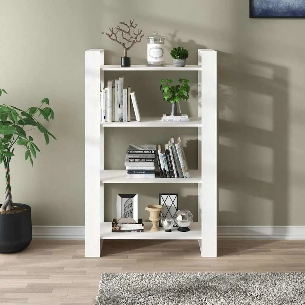 Solid Pine Wood Book Cabinet Divider in White