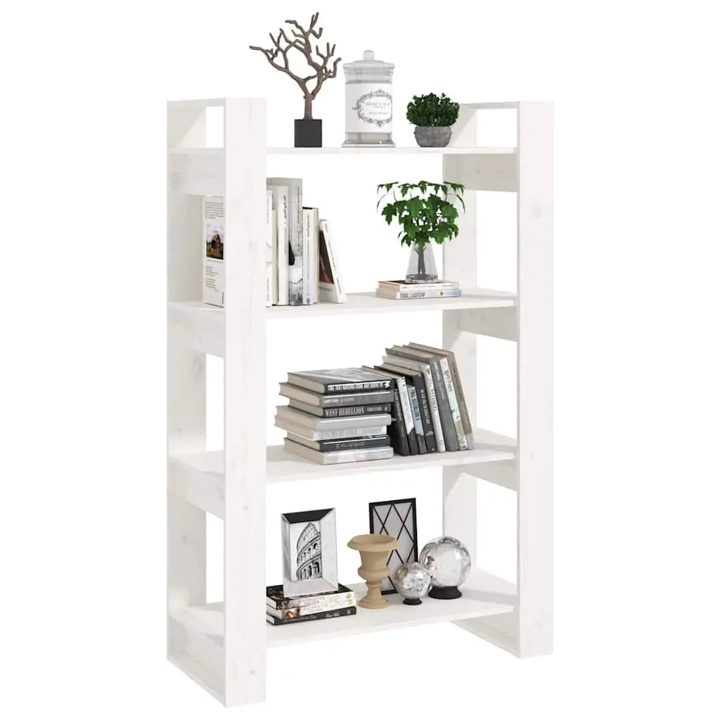 Solid Pine Wood Book Cabinet Divider in White