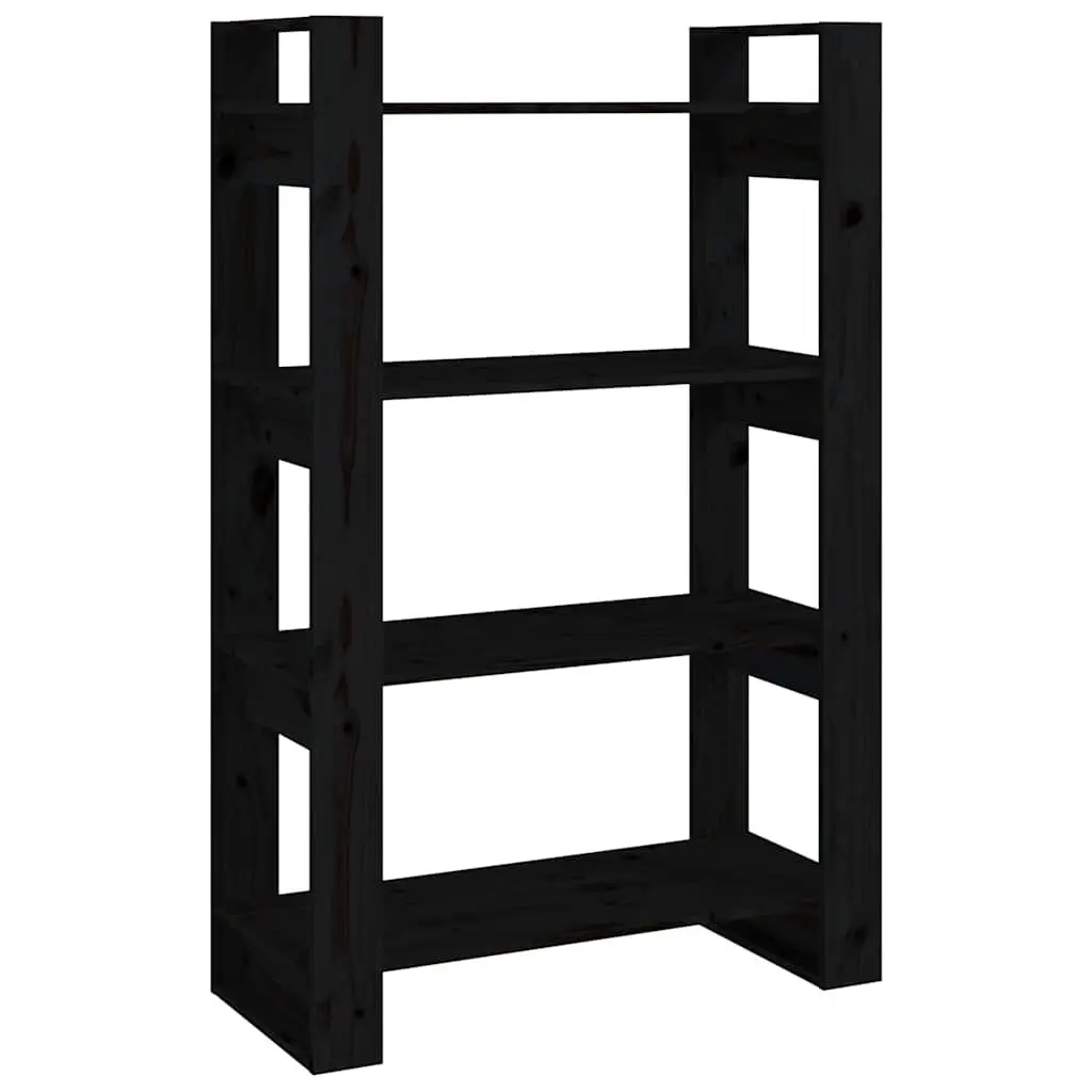 Black Solid Pine Wood Book Cabinet Room Divider
