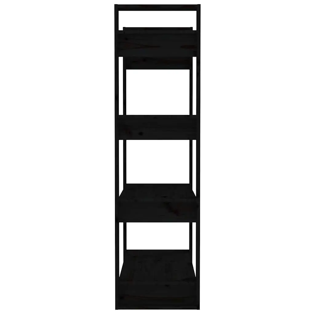 Black Solid Pine Wood Book Cabinet Room Divider