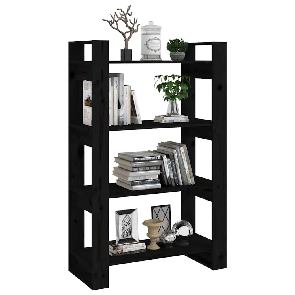 Black Solid Pine Wood Book Cabinet Room Divider