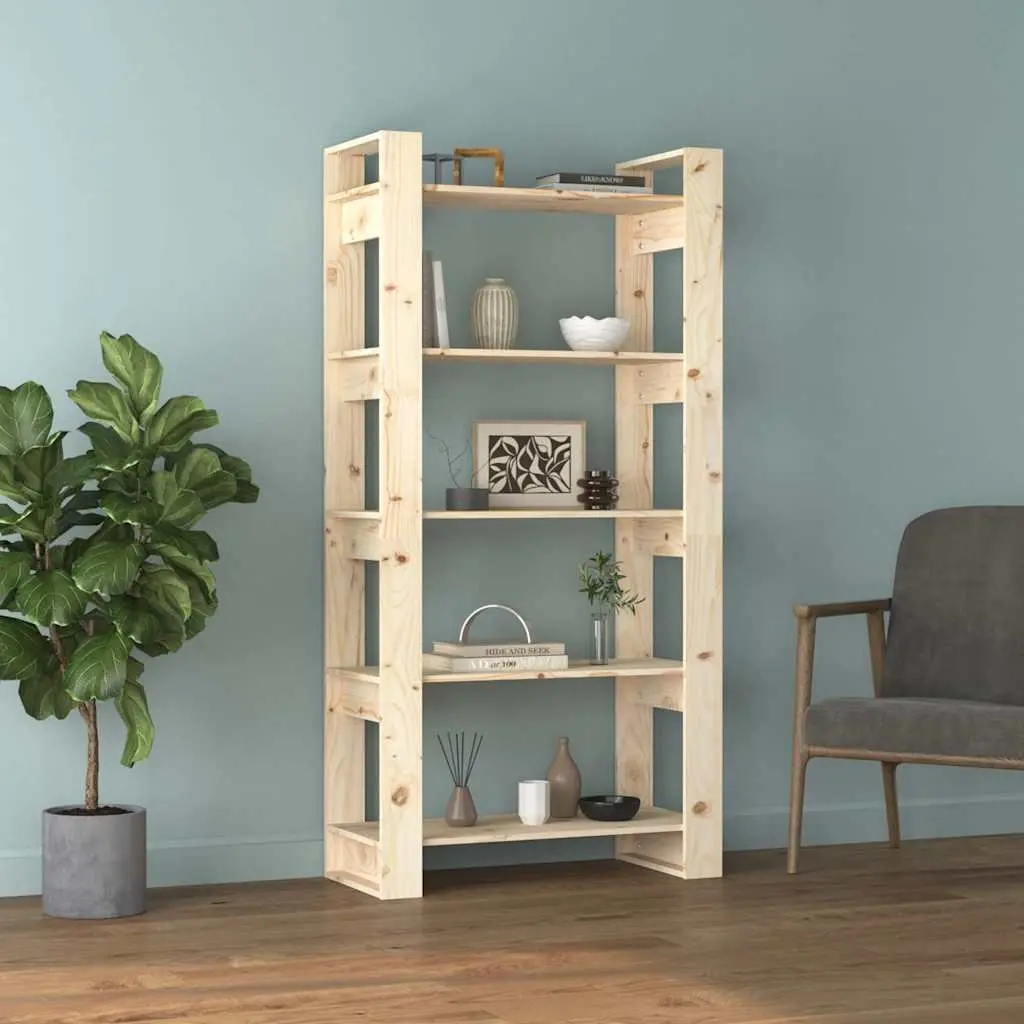 Solid Pine Wood Book Cabinet with Room Divider Function